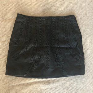 mini leather skirt with design